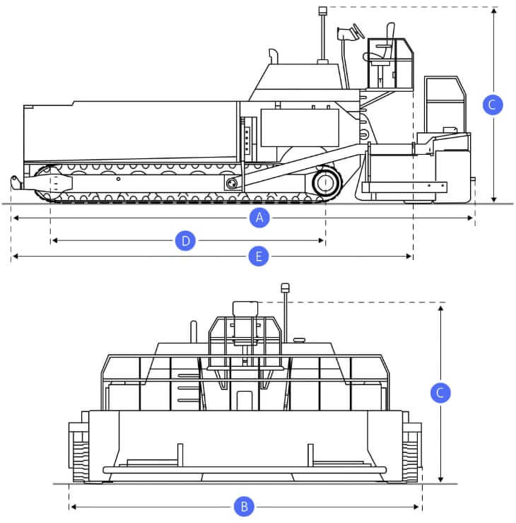 ТТХ и габаритные размеры асфальтоукладчика