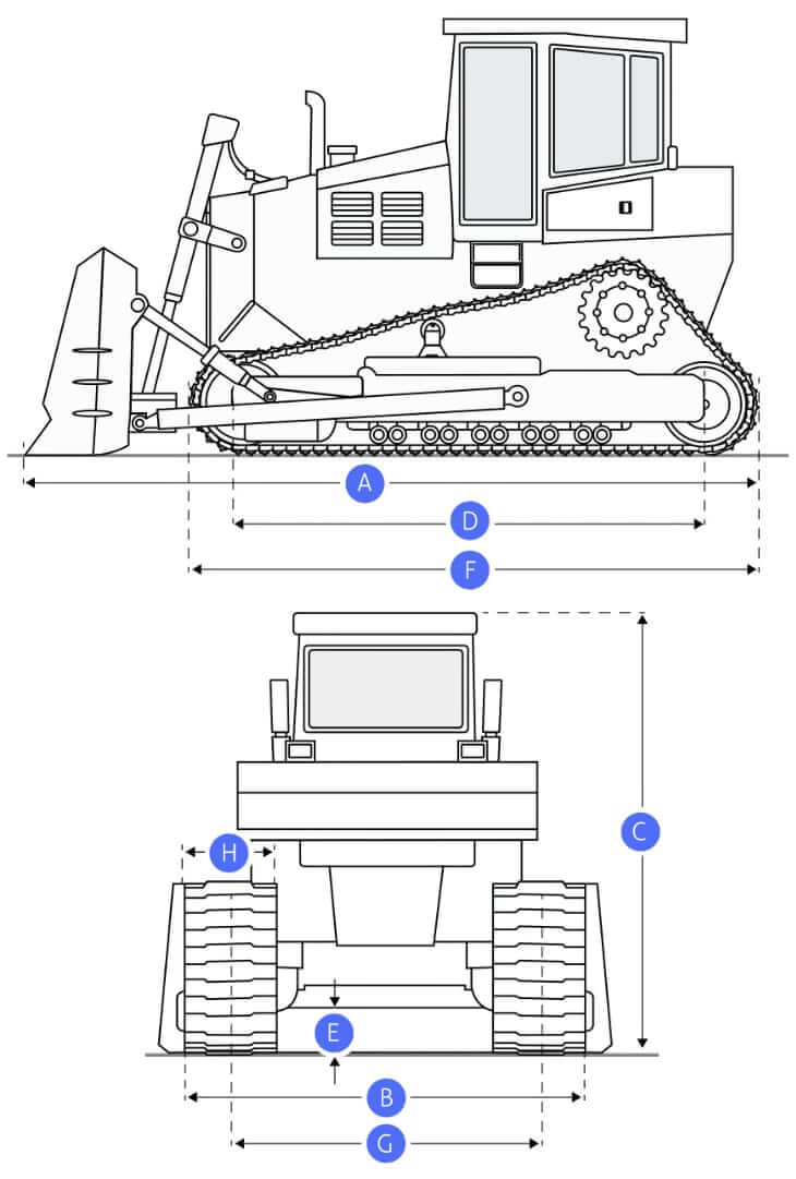 ТТХ и габаритные размеры бульдозера