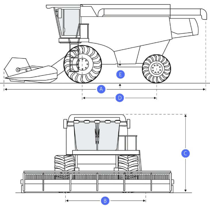 ТТХ и габаритные размеры комбайна