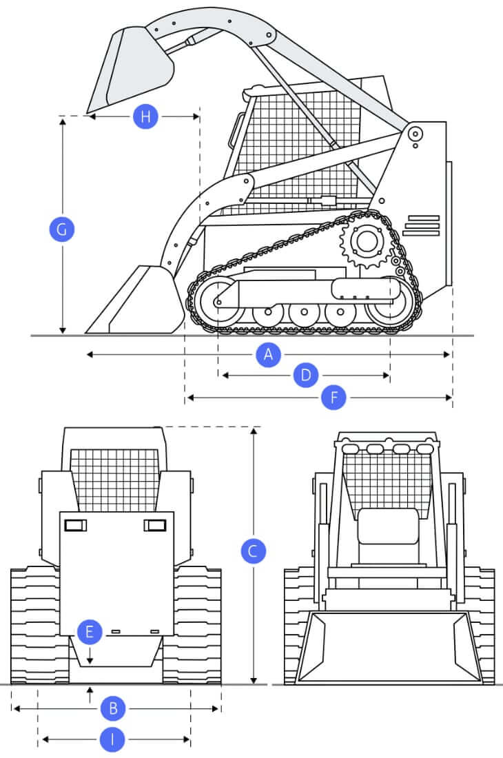 ТТХ и габаритные размеры гусеничного мини-погрузчика