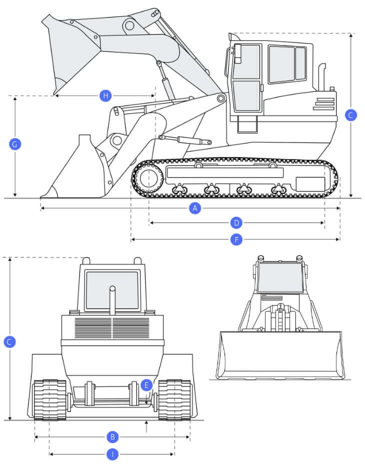 ТТХ и габаритные размеры гусеничного погрузчика